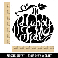 Happy Fall Autumn Harvest Pumpkin with Vine Square Rubber Stamp for Stamping Crafting