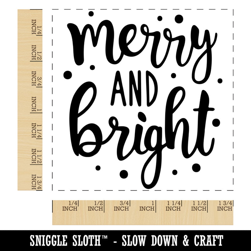 Merry and Bright Christmas Square Rubber Stamp for Stamping Crafting