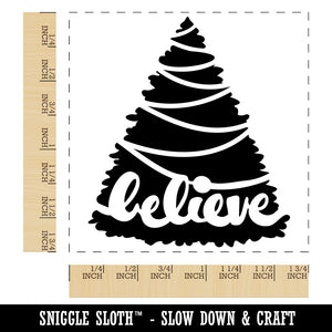 Christmas Tree Believe Square Rubber Stamp for Stamping Crafting