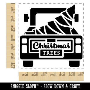 Christmas Tree Truck Square Rubber Stamp for Stamping Crafting