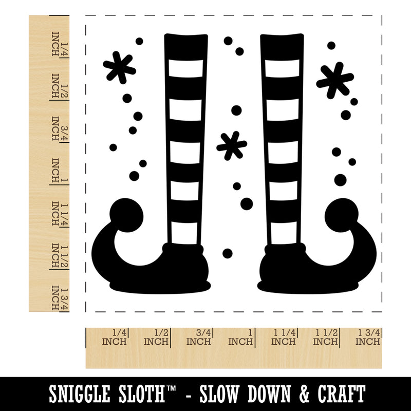 Elf Shoes and Stockings Christmas Square Rubber Stamp for Stamping Crafting