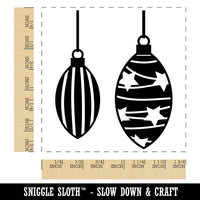 Elongated Holiday Christmas Ornaments Square Rubber Stamp for Stamping Crafting