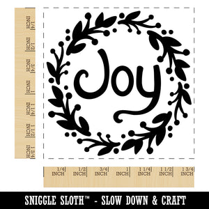 Joy in Wreath Christmas Square Rubber Stamp for Stamping Crafting