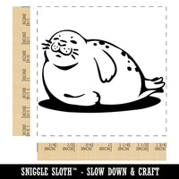 Chubby Happy Seal Basking on Side Square Rubber Stamp for Stamping Crafting