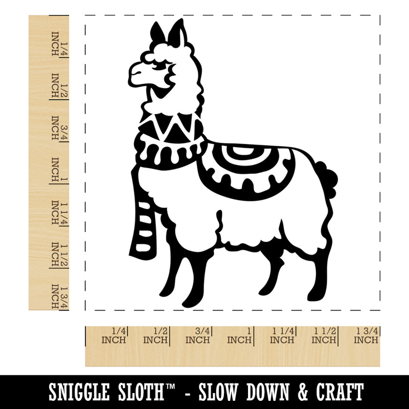 Cozy Llama Alpaca Wrapped with Scarf and Blanket Square Rubber Stamp for Stamping Crafting