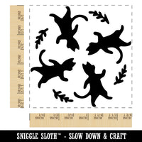 Dancing Walking Cats Pattern Square Rubber Stamp for Stamping Crafting