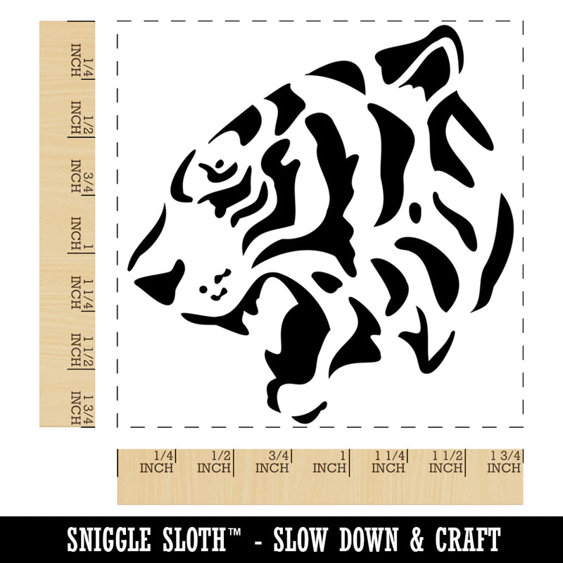 Ferocious Bengal Tiger Head Side View Square Rubber Stamp for Stamping Crafting