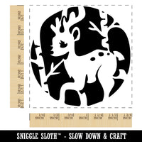 Reindeer in Birch Forest with Trees Square Rubber Stamp for Stamping Crafting