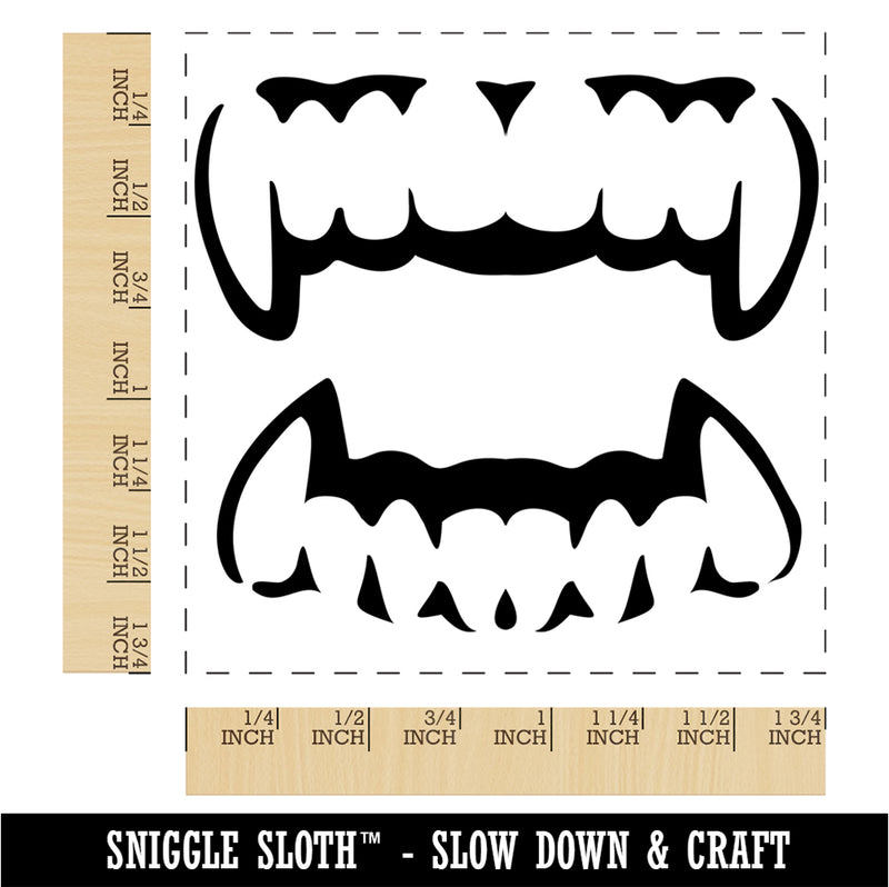 Vampire Teeth Fangs Jaws Mouth Halloween Square Rubber Stamp for Stamping Crafting