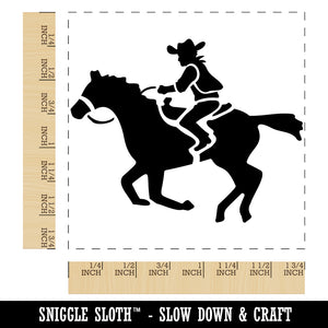 Wild Western Cowboy Riding on Horse Square Rubber Stamp for Stamping Crafting