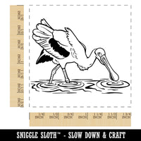 Roseate Spoonbill Wading in Water Bird Square Rubber Stamp for Stamping Crafting