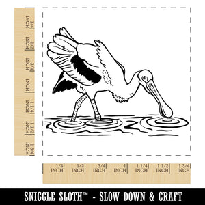 Roseate Spoonbill Wading in Water Bird Square Rubber Stamp for Stamping Crafting