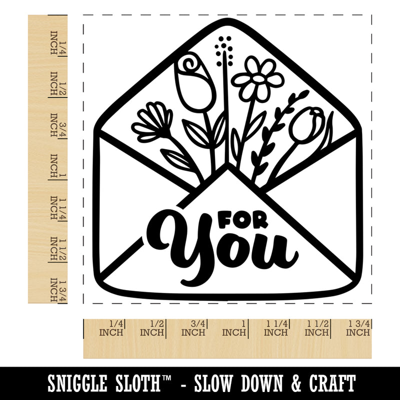Envelope with Flowers Gift Mail For You Square Rubber Stamp for Stamping Crafting