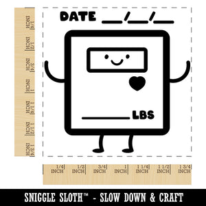 Happy Scale Weight Tracker with Date Pound Lbs Health Fitness Square Rubber Stamp for Stamping Crafting