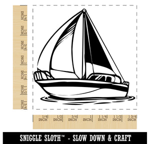 Simple Sailboat on Ocean Water Square Rubber Stamp for Stamping Crafting