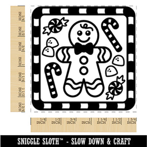 Christmas Treats Gingerbread Peppermint Candy Cane Gumdrops Square Rubber Stamp for Stamping Crafting