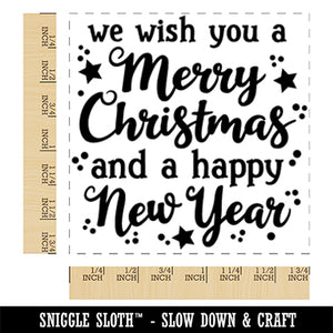 Wish You Merry Christmas Happy New Year Square Rubber Stamp for Stamping Crafting