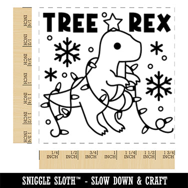 Christmas Tree Rex T-Rex Tyrannosaurus Dinosaur Pun Square Rubber Stamp for Stamping Crafting