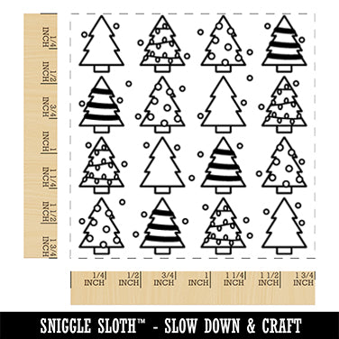 Christmas Trees Galore Pattern Square Rubber Stamp for Stamping Crafting