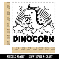 Dinocorn Dinosaur Unicorn with Rainbow Square Rubber Stamp for Stamping Crafting