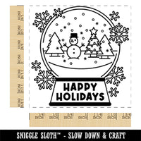 Happy Holidays Snow Globe Christmas Snowman Square Rubber Stamp for Stamping Crafting