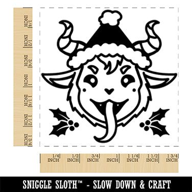 Playful Naughty Krampus Santa Square Rubber Stamp for Stamping Crafting