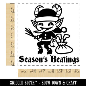 Santa's Little Krampus Helper Season's Beatings Greetings Christmas Elf Square Rubber Stamp for Stamping Crafting