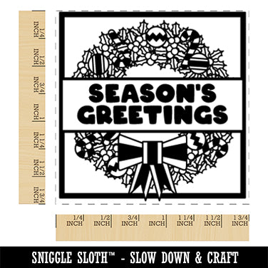 Season's Greetings Christmas Wreath Square Rubber Stamp for Stamping Crafting