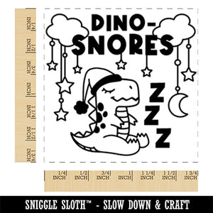 Sleeping Dino Snores Dinosaur Pun Square Rubber Stamp for Stamping Crafting