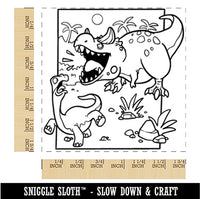 Carnotaurus Horned Dinosaur Roaring Square Rubber Stamp for Stamping Crafting