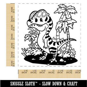 Dilophosaurus Crested Dinosaur Square Rubber Stamp for Stamping Crafting