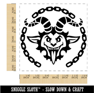 Krampus with Chains Christmas Holiday Monster Square Rubber Stamp for Stamping Crafting