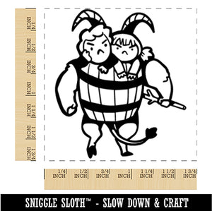 Naughty Children Taken by Krampus Christmas Square Rubber Stamp for Stamping Crafting