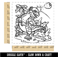 Pachycephalosaurus Dinosaur Headbutting Coconut Square Rubber Stamp for Stamping Crafting