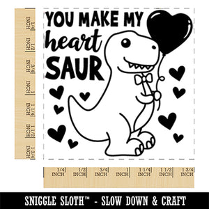 You Make My Heart Saur Soar Dinosaur Valentine's Day Square Rubber Stamp for Stamping Crafting