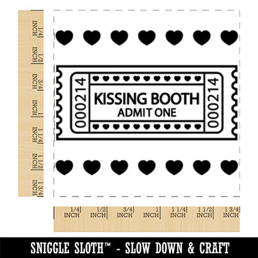 Valentine's Day Kissing Booth Raffle Ticket Square Rubber Stamp for Stamping Crafting