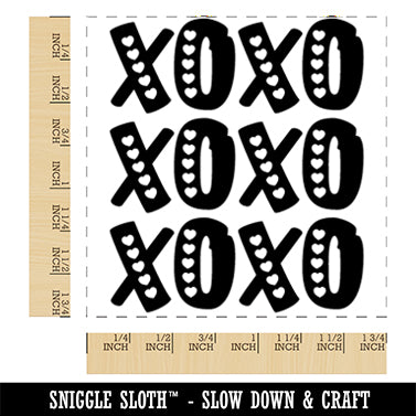 XOXO Hearts Hugs Kisses Valentine's Day Love Square Rubber Stamp for Stamping Crafting