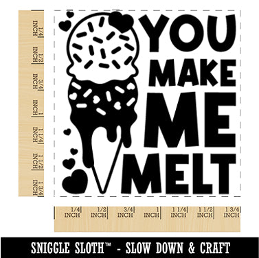 You Make Me Melt Valentine's Day Ice Cream Cone Square Rubber Stamp for Stamping Crafting