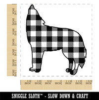 Plaid Howling Wolf Buffalo Print Square Rubber Stamp for Stamping Crafting