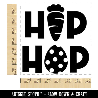 Bunny Hip Hop Carrot and Easter Egg Square Rubber Stamp for Stamping Crafting