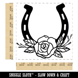 Classy Horseshoe with Rose Cowboy Cowgirl Western Farm Ranch Horses Square Rubber Stamp for Stamping Crafting