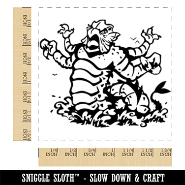 Kraken Titan Clashing with Waves Square Rubber Stamp for Stamping Crafting