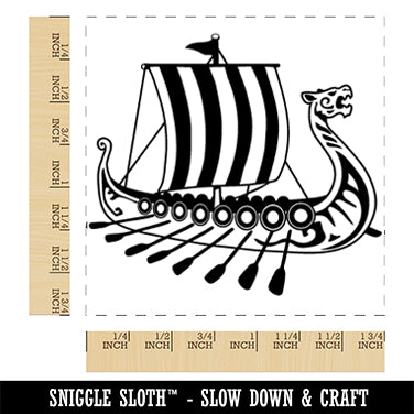 Viking Dragon Longboat Ship Square Rubber Stamp for Stamping Crafting