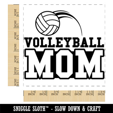 Volleyball Mom Text with Ball Square Rubber Stamp for Stamping Crafting