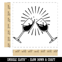 Wine Glasses Toasting Square Rubber Stamp for Stamping Crafting