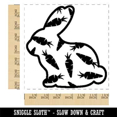 Bunny Side Profile Pattern Carrots Easter Square Rubber Stamp for Stamping Crafting