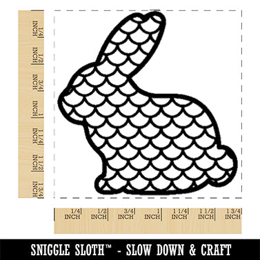 Bunny Side Profile Pattern Mermaid Scales Easter Square Rubber Stamp for Stamping Crafting