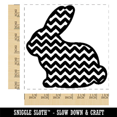 Bunny Side Profile Pattern ZigZag Lines Easter Square Rubber Stamp for Stamping Crafting