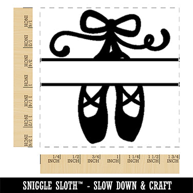 Ballet Shoes Slippers Split Frame for Name Monogram Ballerina Square Rubber Stamp for Stamping Crafting