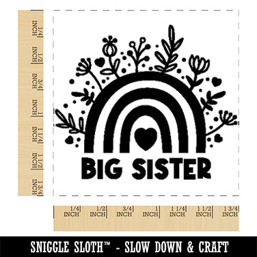 Big Sister Bohemian Floral Rainbow Square Rubber Stamp for Stamping Crafting